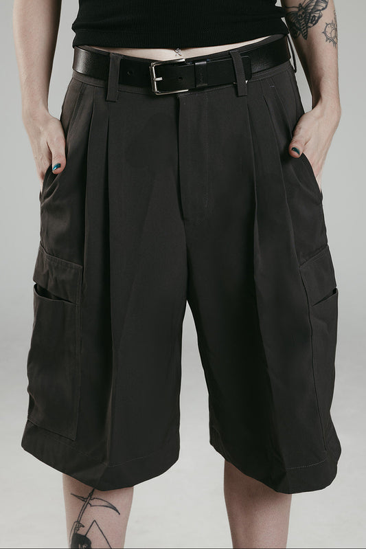 Tokyo Grey Pleated Shorts
