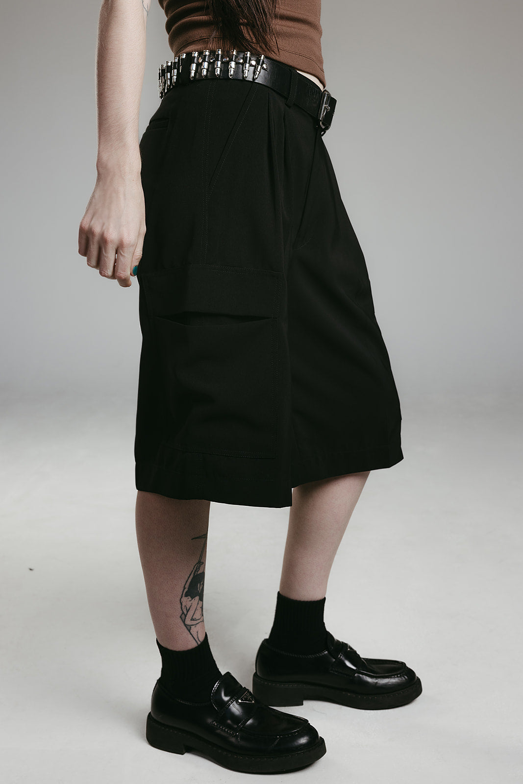 Tokyo Black Pleated Shorts