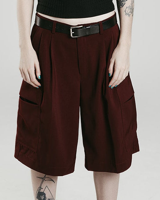 Tokyo Burgundy Pleated Shorts